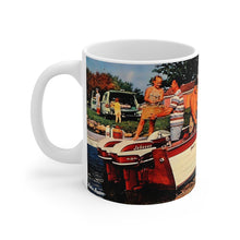 Antique Twin Johnson Sea-Horse Outboards on a Vintage Thompson Boat Mug 11oz by Retro Boater