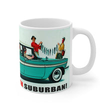 1957 Plymouth Suburban Advertisement White Ceramic Mug by SpeedTiques