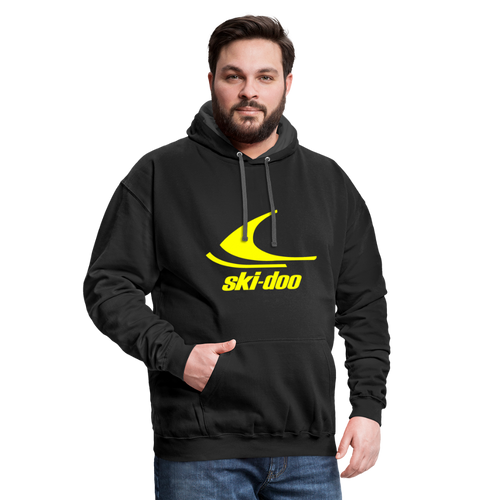 Vintage Style Ski-Doo Bombardier Snowmobile Contrast Hoodie - black/asphalt