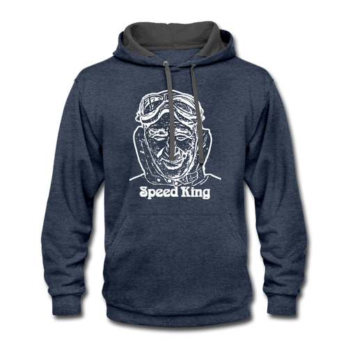 The Speed King Garwood Contrast Hoodie - indigo heather/asphalt