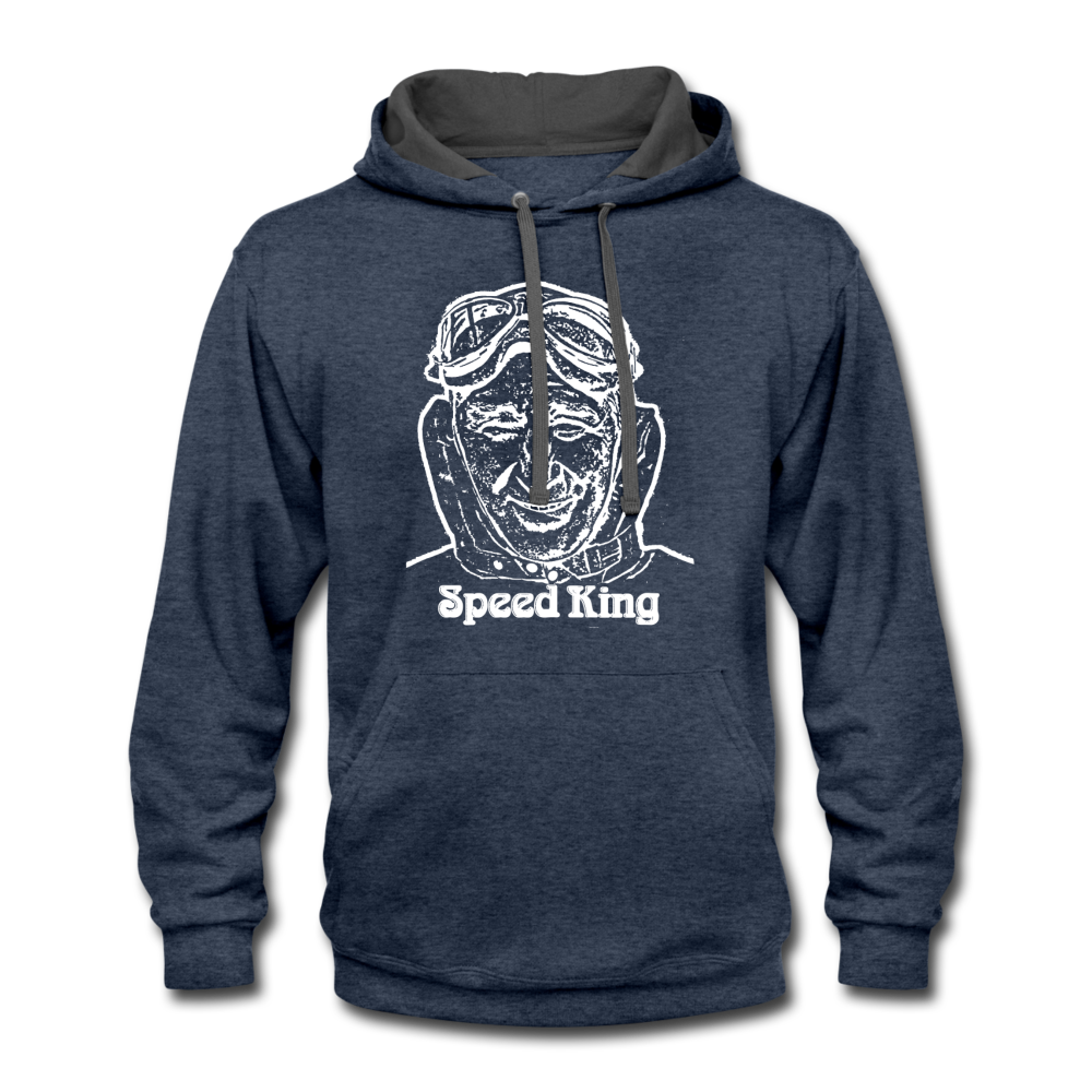 The Speed King Garwood Contrast Hoodie - indigo heather/asphalt