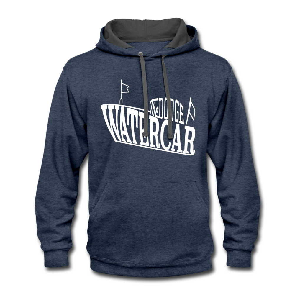 Vintage Dodge Watercar Boats in white Contrast Hoodie - indigo heather/asphalt