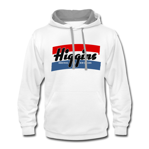 Vintage Higgins Boat Contrast Hoodie - white/gray