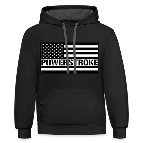 Gary Ford Powerstroke Flag Front Truck back Contrast Hoodie - black/asphalt